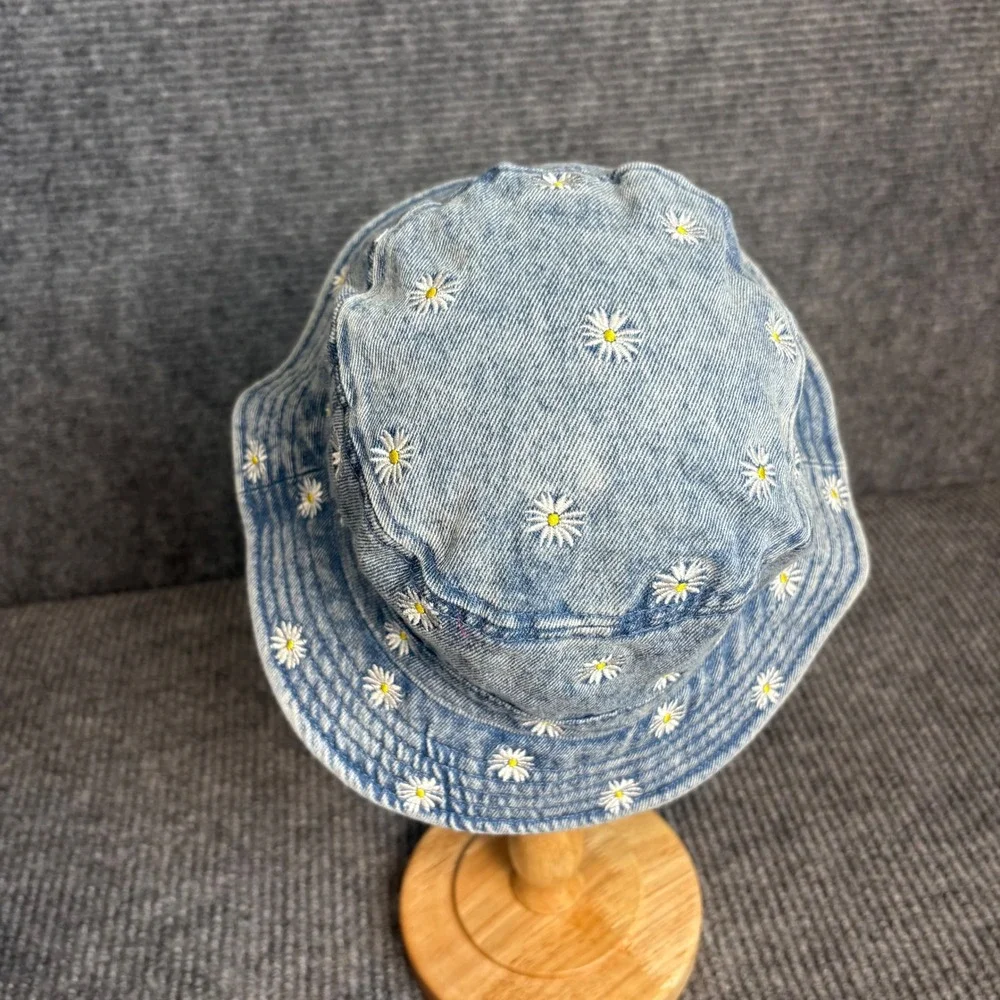 American Eagle Denim Daisy Bucket Hat Blue Floral Y2K 90s Festival